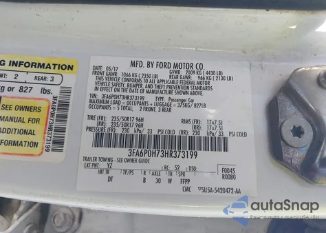 2017 Ford Fusion Se from USA, damaged, VIN 3FA6P0H73HR373199